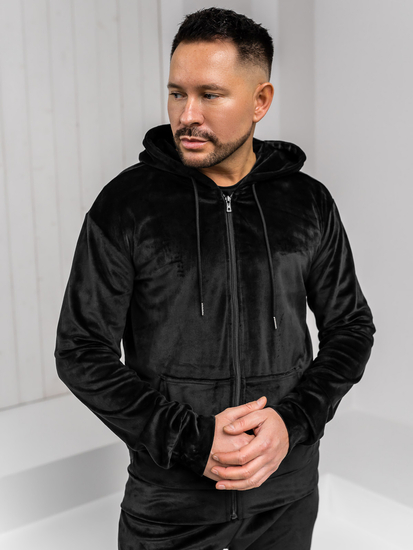 Μαύρη βελούδινη ανδρική φόρμα με κουκούλα Bolf 8C1538A1