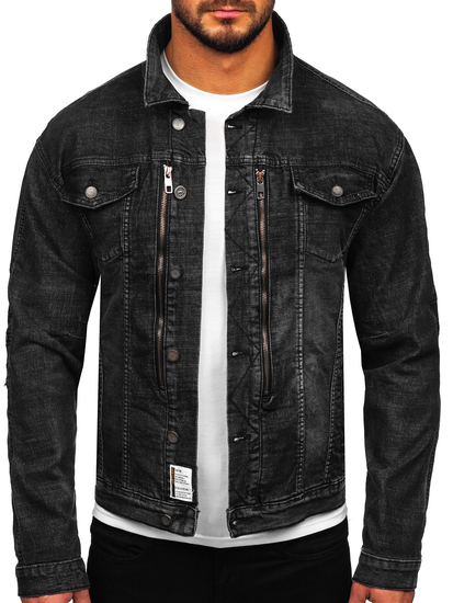 Μαύρο τζιν ανδρικό μπουφάν Bolf MJ508N