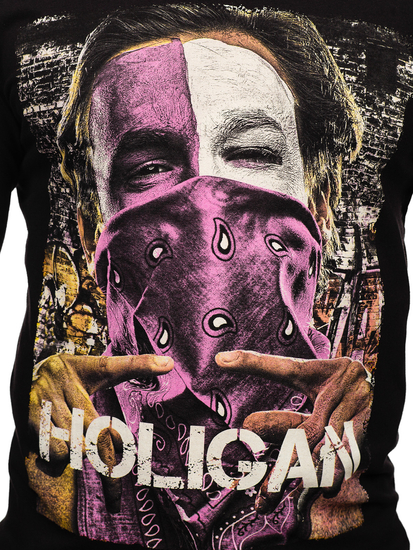 Μαύρο μακρυμάνικο μπλουζάκι ανδρικό με στάμπα Bolf 146749