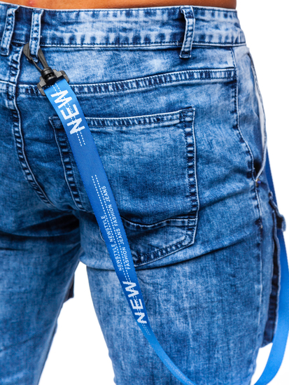 Μπλε μαρέν ανδρικό τζιν παντελόνι cargo Bolf TF145