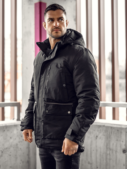 Μαύρη ανδρική χειμερινή παρκά Bolf 22M323A