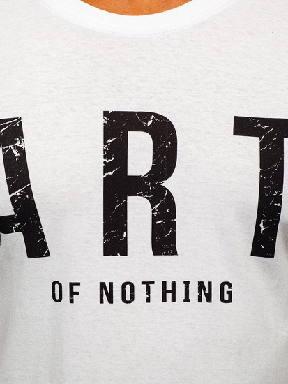 Ανδρικό μπλουζάκι με στάμπα από βαμβάκι Λευκό Bolf 1180