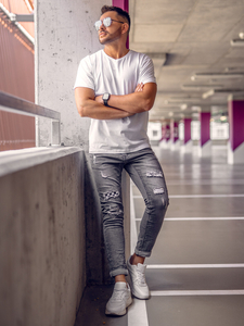 Ανδρικό μπλουζάκι Βασικός με λαιμόκοψη V Λευκό Bolf 192131A