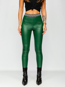 Πράσινο γυναικείο κολάν από απομίμηση δέρματος Bolf MY16572