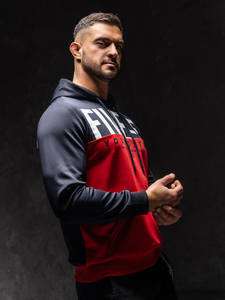 Κόκκινο με εκτύπωση ανδρικό φούτερ με κουκούλα Bolf HY972