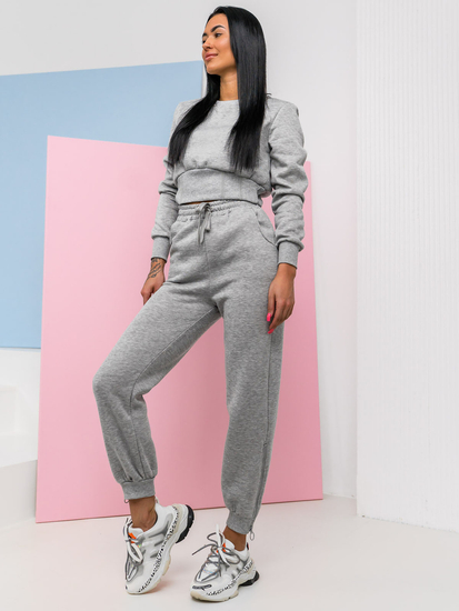 Γκρι γυναικείο oversize σετ φόρμας δύο τεμαχίων Bolf 8C78