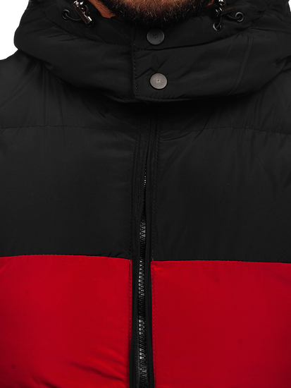 Μπορντο καπιτονε γιλεκο ανδρικο με κουκουλα Bolf 1189