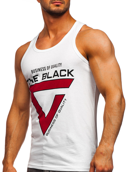 Λευκο μπλουζακι tank top τυπου μποξερ με σταμπα Bolf 14833