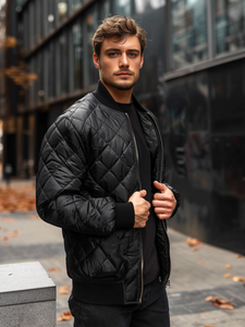 Μαύρο μεταβατικό ανδρικό καπιτονέ bomber τζάκετ Bolf MY-01