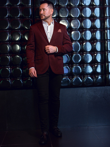 Ανδρικό Casual Χρωματιστή ζακέτα Κόκκινο κρασί Bolf 24401-1