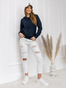 Μπλε μαρέν γυναικείο φούτερ καγκουρό Bolf B20002