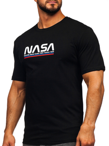 Ανδρικό μπλουζάκι με στάμπα από βαμβάκι Μαύρος Bolf 14749