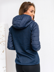 Γυναικείο ελαφρύ μπουφάν με κουκούλα Ναυτικό μπλε Bolf KSW4005A1