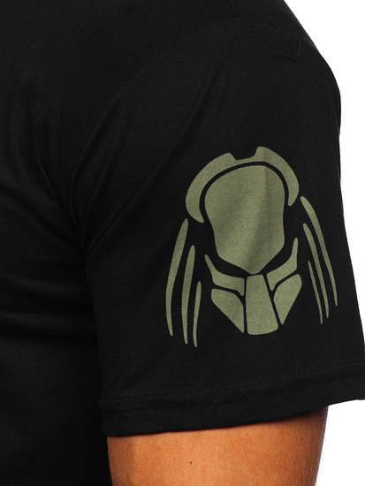 Ανδρικό μπλουζάκι με στάμπα από βαμβάκι Μαύρος Bolf 192379