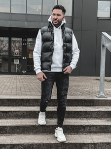 Μαύρο ανδρικό καπιτονέ γιλέκο Bolf 0023-A