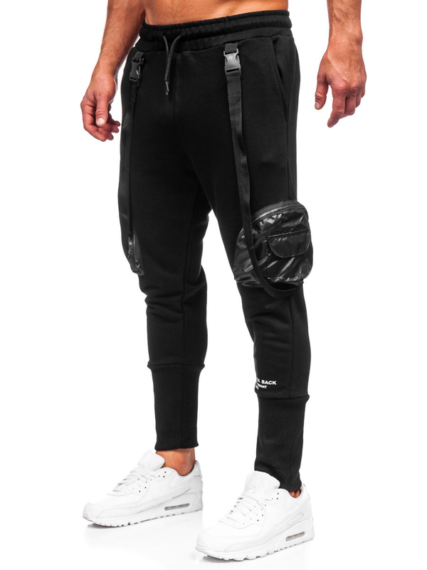 Μαύρο combat παντελόνι ανδρικό joggers φούτερ Bolf 6583