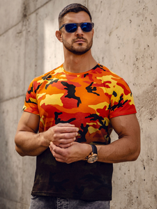 Πορτοκαλί aνδρική μπλούζα με εκτύπωση στρατιωτικού μοτίβου Bolf S808A1