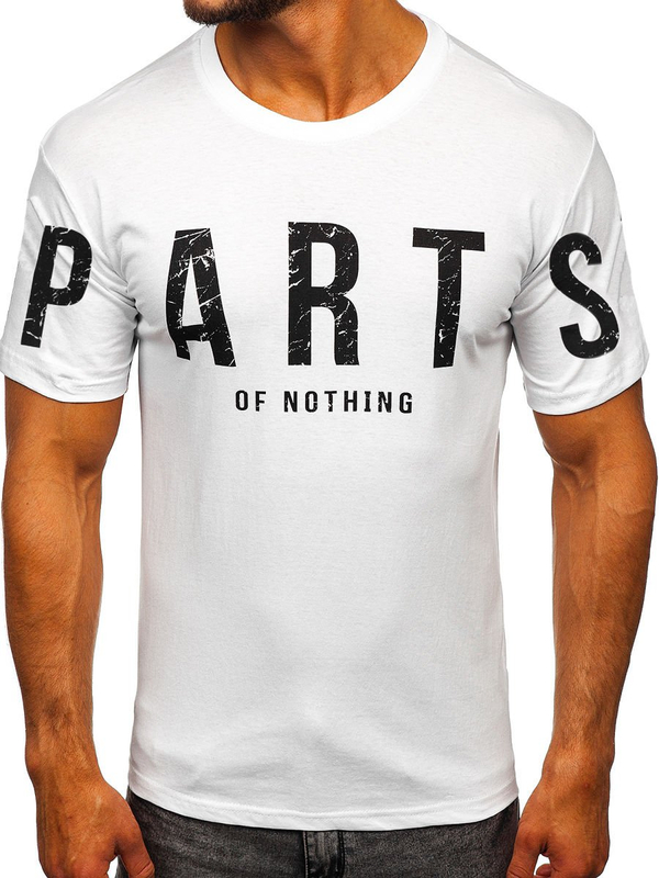 Ανδρικό μπλουζάκι με στάμπα από βαμβάκι Λευκό Bolf 1180