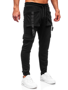Μαύρο combat παντελόνι ανδρικό joggers φούτερ Bolf 6584