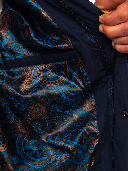 Μπλε μαρέν ανδρικό καπιτονέ μεταβατικό μπουφάν Bolf 5M709