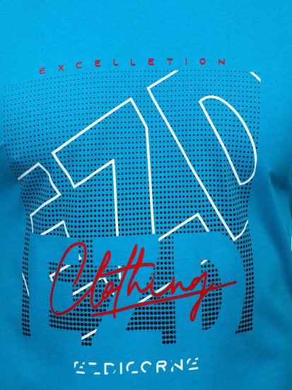 Τιρκουάζ ανδρικό βαμβακερό t-shirt Bolf 14748