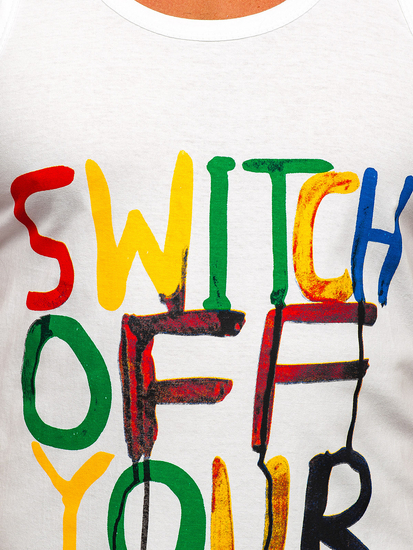 Λευκο μπλουζακι tank top τυπου μποξερ με σταμπα Bolf 14837