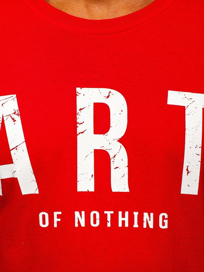 Ανδρικό μπλουζάκι με στάμπα από βαμβάκι Κόκκινος Bolf 1180