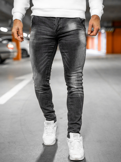 Μαύρο ανδρικό τζιν παντελόνι regular fit Bolf MP004N