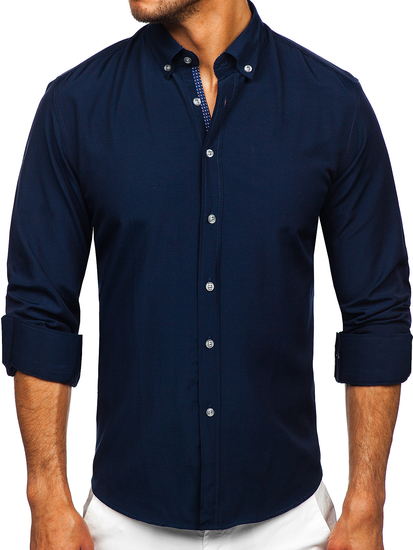 Ναυτικο μπλε Πουκαμισο ανδρικο με μακρια μανικια Bolf 20716