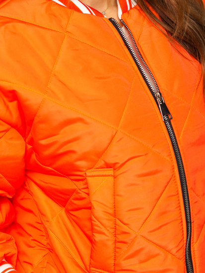 Πορτοκαλί γυναικείο καπιτονέ μεταβατικό bomber μπουφάν Bolf 82556