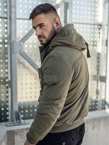 πρασινο χοντρο μπουφαν ανδρικο χειμερινο βαμβακερο Bolf 1890