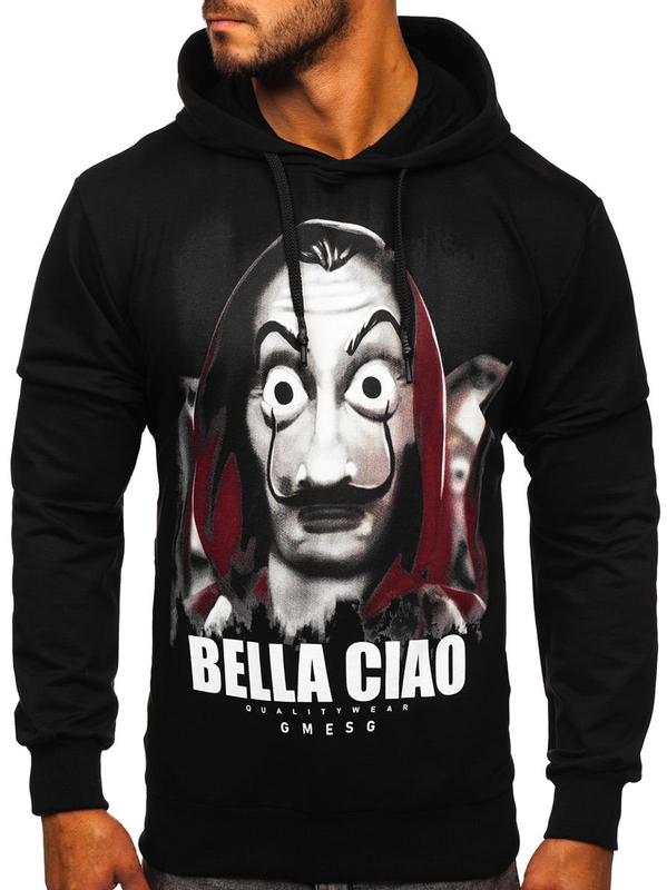 Μαυρο με εκτυπωση Φουτερ ανδρικο με κουκουλα Bolf 6140