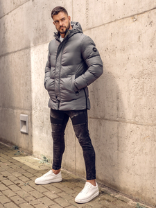 Μπλε μαρέν καπιτονέ μπουφάν ανδρικό χειμερινό παρκά Bolf 7330