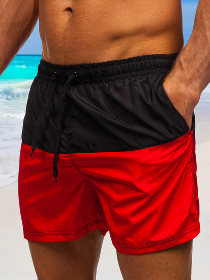 Μαύρο-κόκκινο ανδρικό μαγιό σορτς Denley HM058