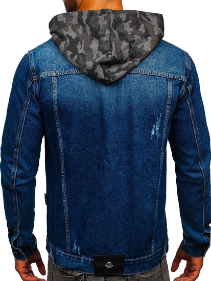 Ναυτικο μπλε τζιν μπουφαν ανδρικο με κουκουλα Bolf RB9824-1
