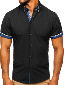 Πουκαμισο ανδρικο με κοντα μανικια μαυρο Bolf 2911-1