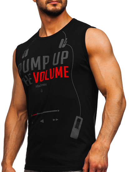 Μαυρο μπλουζακι tank top με σταμπα Bolf 14815