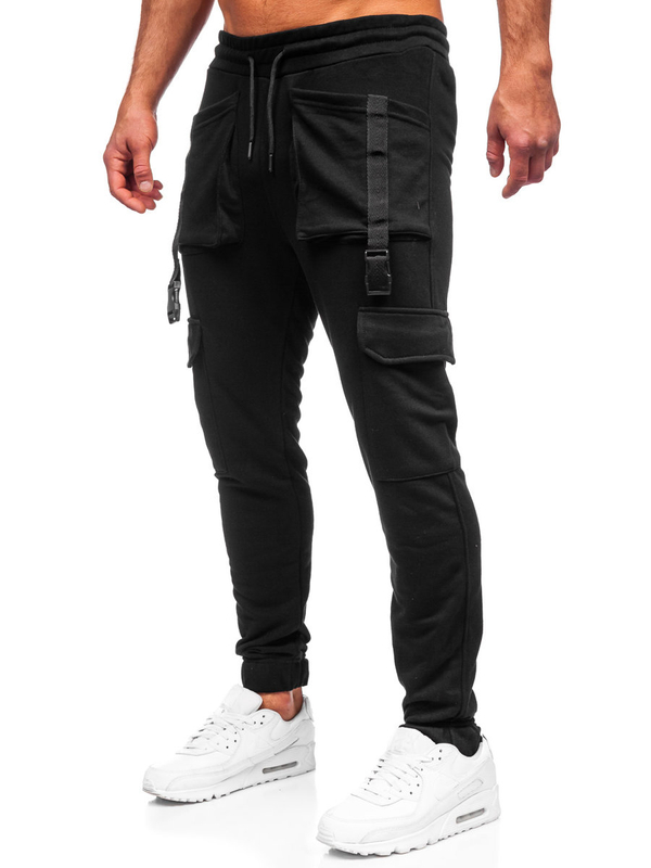 Μαύρο combat παντελόνι ανδρικό joggers φούτερ Bolf 6584