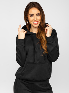 Μαύρη γυναικεία αθλητική φόρμα με κουκούλα Bolf 0002