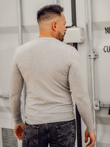 Ανδρικό πουλόβερ με λαιμόκοψη Φως Γκρί Bolf YY03