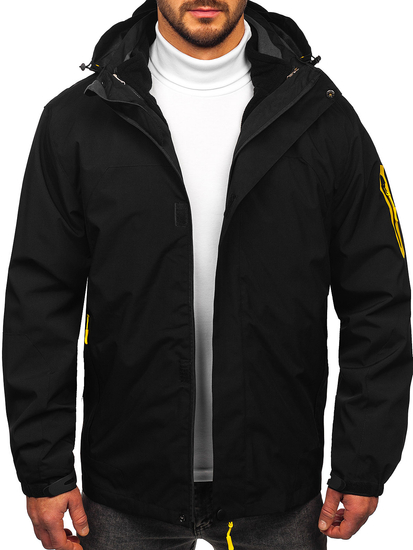Μαύρο ανδρικό αθλητικό ανοιξιάτικο-χειμερινό μπουφάν 2σε1 Bolf 5M3263
