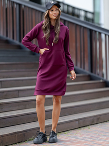 Γυναικείο αθλητικό φόρεμα με κουκούλα βούτυρο Κόκκινο κρασί Bolf 523