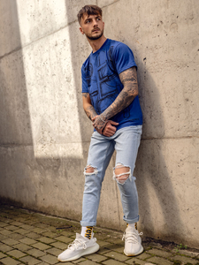 Ανδρικό μπλουζάκι με στάμπα Μπλε Bolf KS2525TA