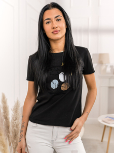 Μαύρο γυναικείο t-shirt με στάμπα Bolf 95T2519