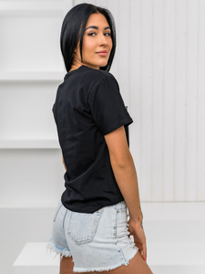 Μαύρο γυναικείο t-shirt με εφαρμογή Bolf 97T2111