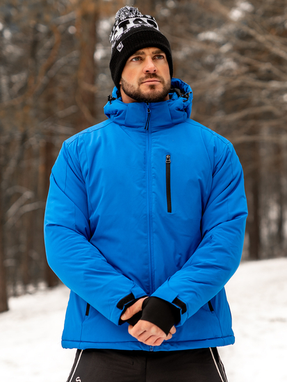 Μπλε μπουφάν ανδρικό χειμερινό αθλητικό Bolf HH011