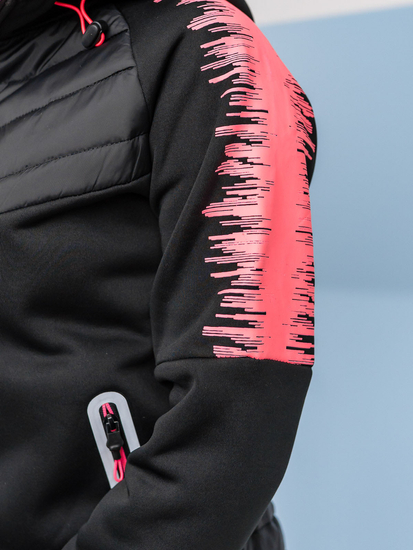 Γυναικείο ελαφρύ μπουφάν με κουκούλα Μαύρος Bolf KSW4007