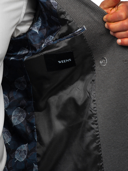 Γκρι διπλόστηθο ανδρικό σακάκι casual Bolf 004