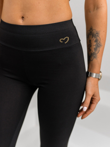 Μαύρο ριγέ γυναικείο κολάν Bolf W7903A1