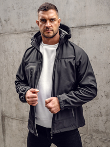 Μαύρο ανδρικό softshell μπουφάν Bolf T019A